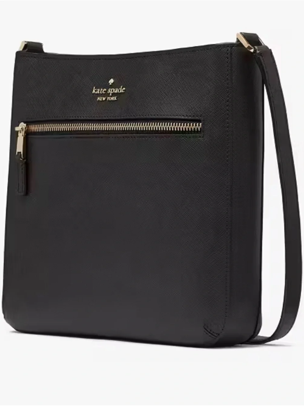 kate spade Black Pebbled Leather Messenger Crossbody